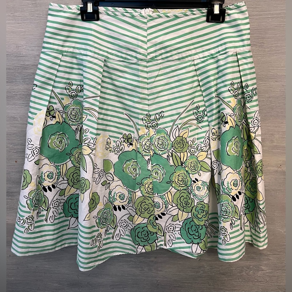 New York & Company 100% Cotton Floral Print Pleated Waist Skirt Fit&Flare‎ 12 GC